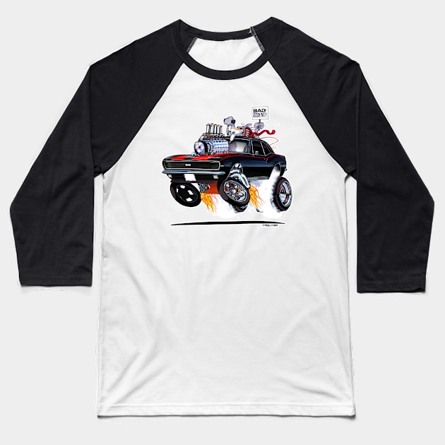 RAT POWER Black n Red 1967 Camaro Baseball T-Shirt by vincecrain